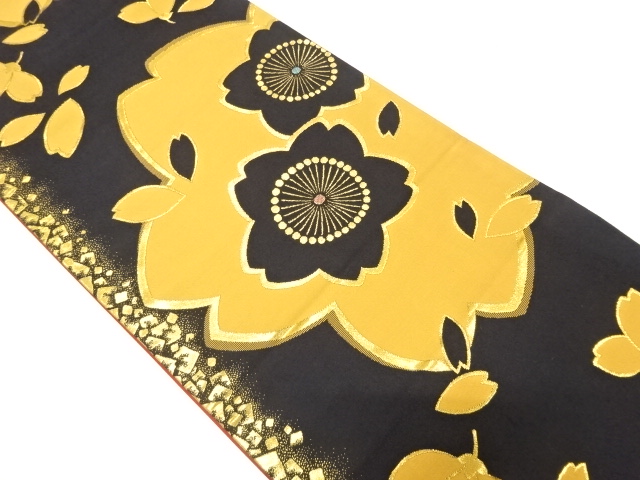 桜模様織り出し　振袖用袋帯